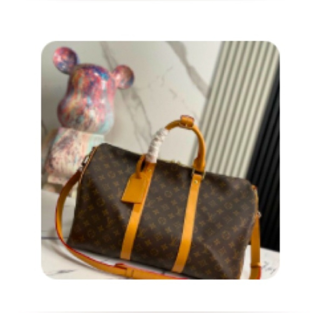 Louis Vuitton Tan and Brown Monogram Travel Bag
